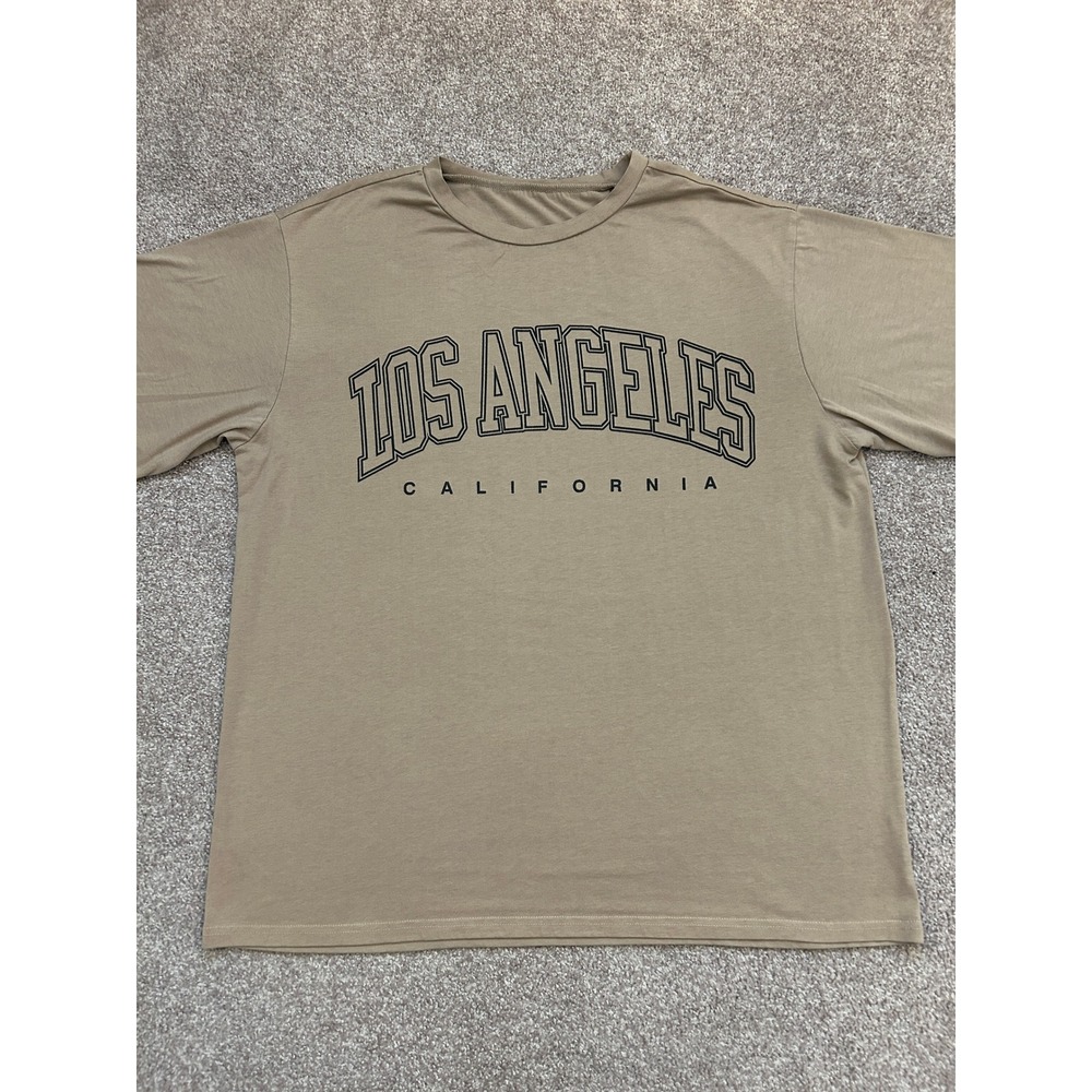 VTG Los Angeles Graphic Tee Mens L Tan Excellent California Short Sleeve